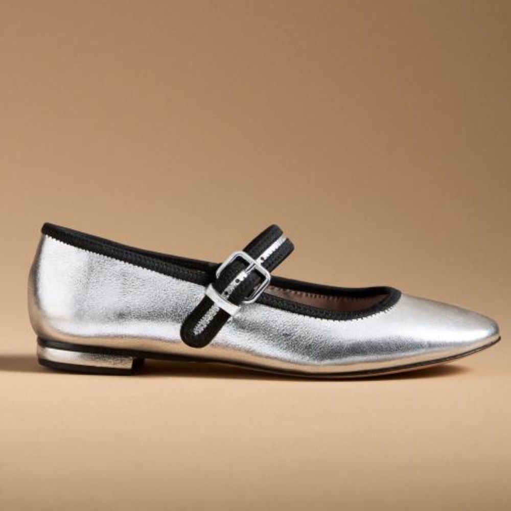 Maeve Silver Mary Jane Flats Brand New